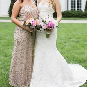 Adrianna Papell long gold sequin dress